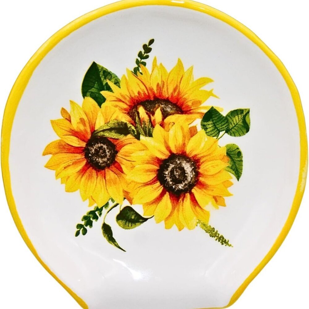 Sunflower Kitchen Decor - Sunflower Spoon Rest, Ceramic Spoon Rest for Stove Top